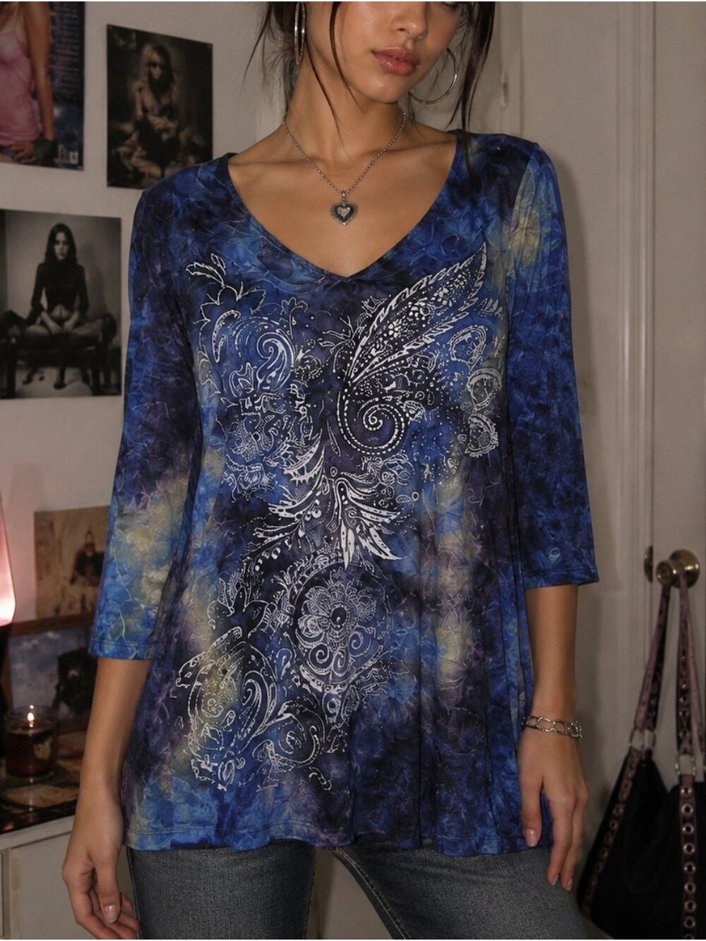 VTG Dressbarn Y2K Paisley Tie Dye Tunic Top Made in USA M